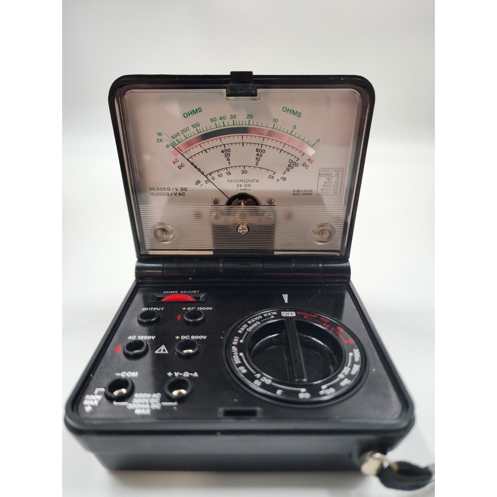 Micronta 22-211 Folding Analog Multimeter2 Jewels Vintage Electrical TesterBlack